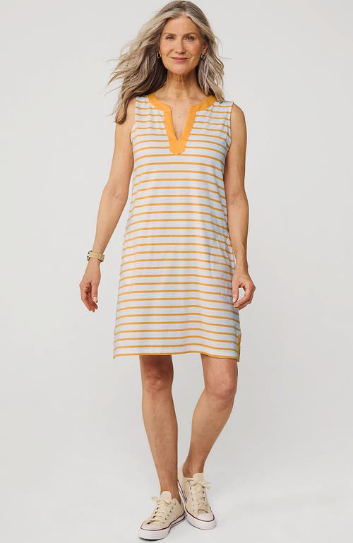 LANDS' END LANDS' END COTTON JERSEY NOTCH NECK DRESS WITH SOUTACHE 