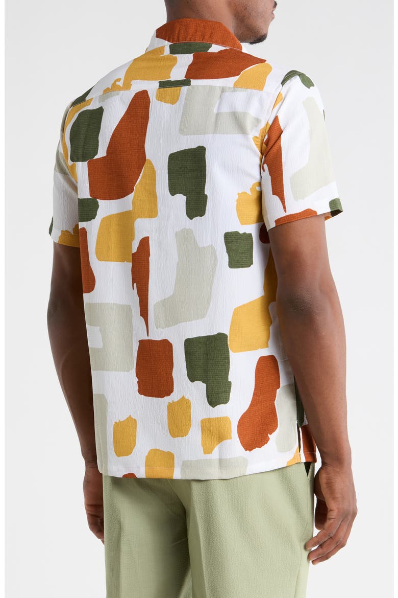 Relaxed Fit Abstract Print Camp Shirt, Alternate, color, WHITE