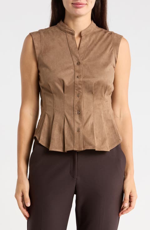 Fitted Waist Faux Suede Top