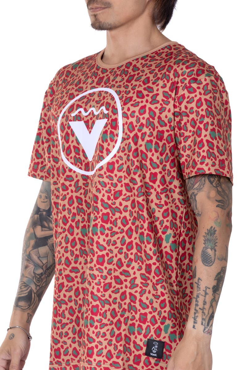 VAST Animal Print Aqua Terra Performance T-Shirt, Alternate, color, 