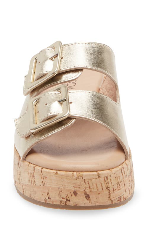 Cordani Karson Platform Slide Sandal In Soft Gold