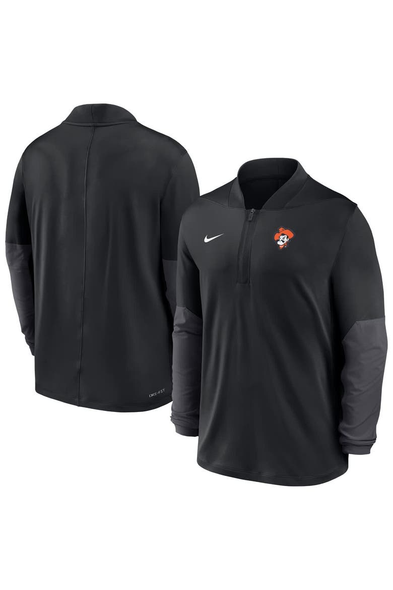 Men's Nike  Black Oklahoma State Cowboys Dri-FIT Half-Zip Pullover, Main, color, Black