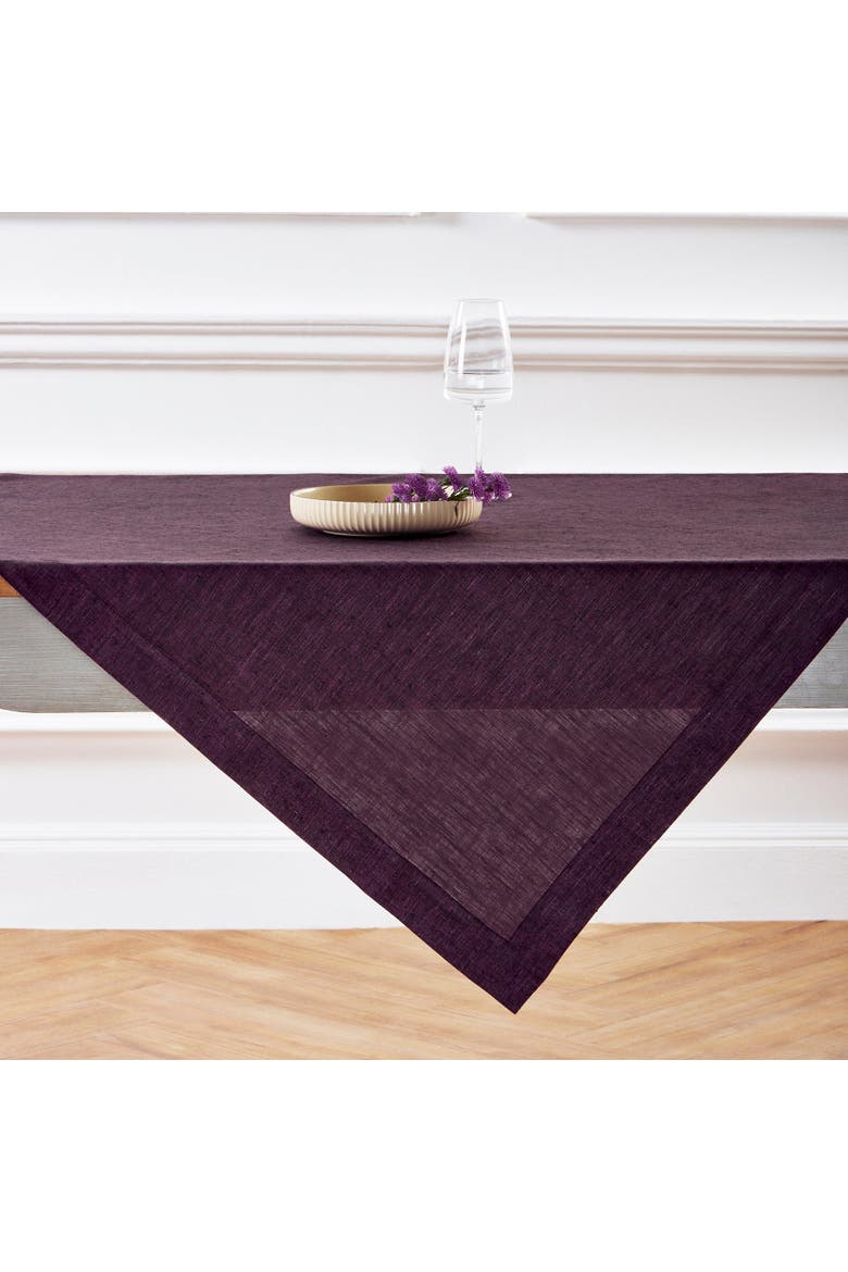 Linen Table Throw 52 x 52 Inch - Athena, Main, color, Grape
