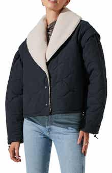 ASTR the Label Nadine Faux Shearling Trim Quilted Jacket