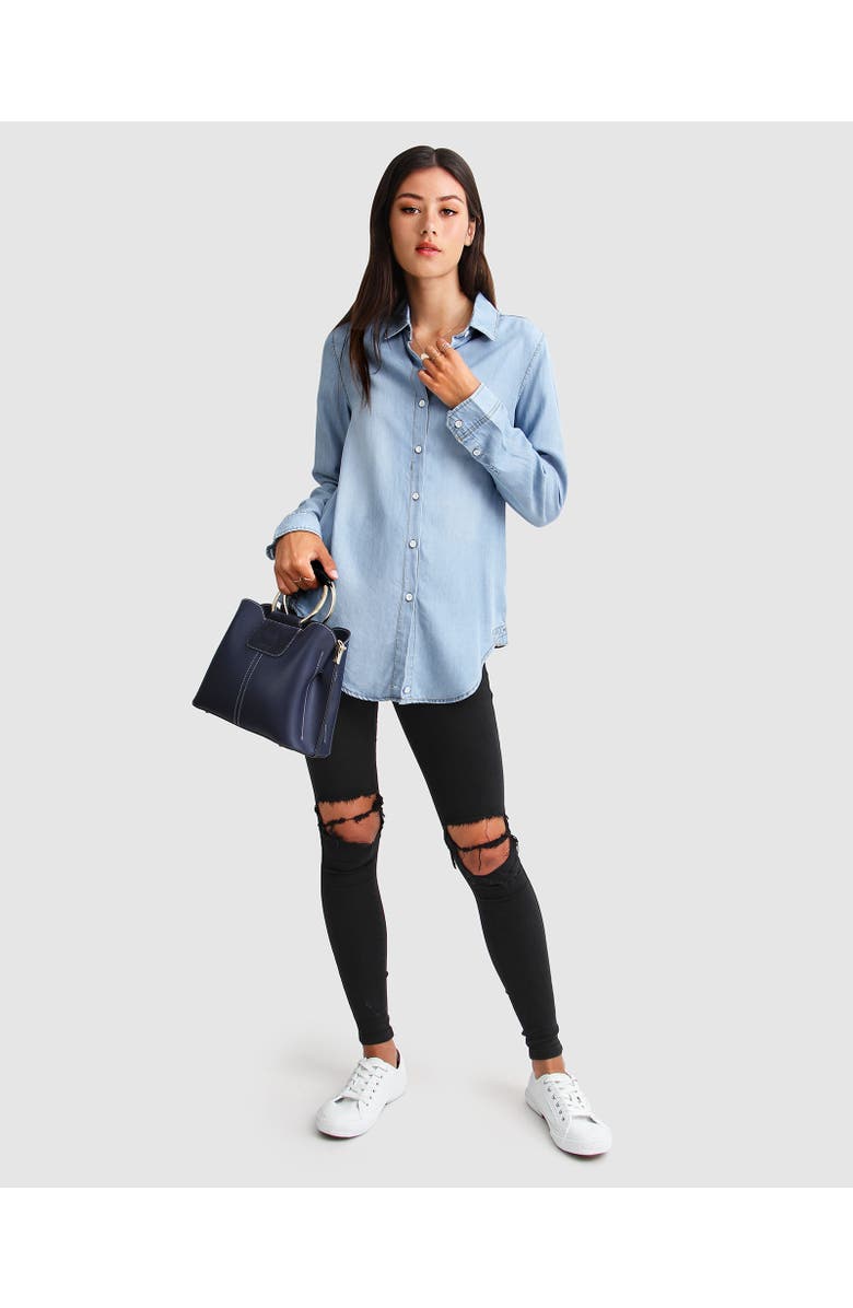Belle & Bloom Keep Me Wild Denim Top, Alternate, color,