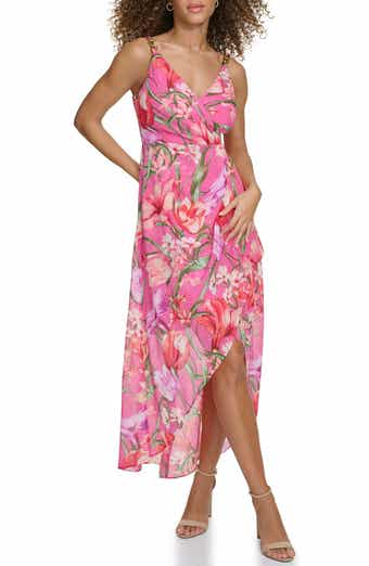 Siena Floral Long Sleeve Clip Dot Chiffon Midi Dress