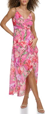 Siena Floral Long Sleeve Clip Dot Chiffon Midi Dress