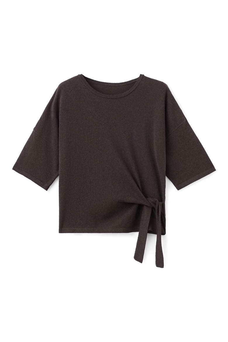 Bow Short Sleeve Sweater, Alternate, color, CHOCOLATE