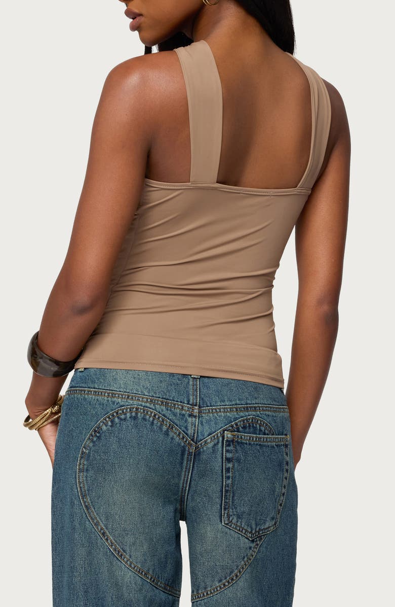 EDIKTED Cielle Hardware Gathered Tank, Alternate, color, Mocha
