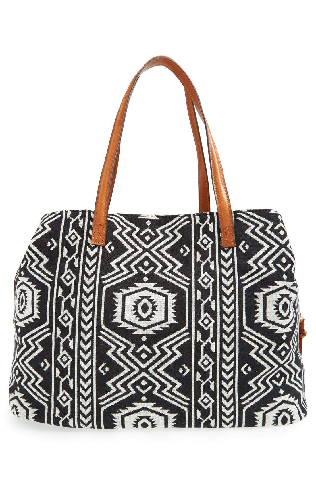 Oversize Millie Stripe Print Tote, Alternate, color, BLACK/ WHITE TRIBAL