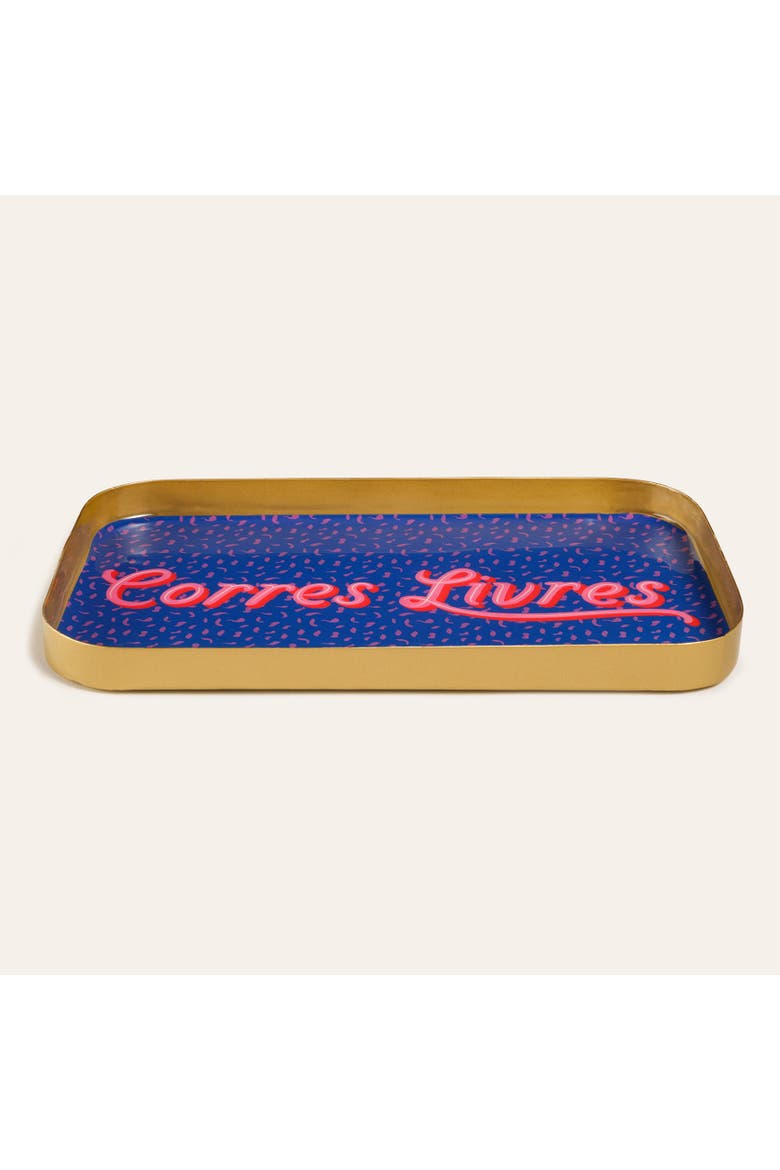 Agra Pattarned Rectangular Decorative Tray Curated Decor, Alternate, color, Blue