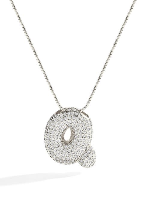 Pave Bubble Initial Necklace