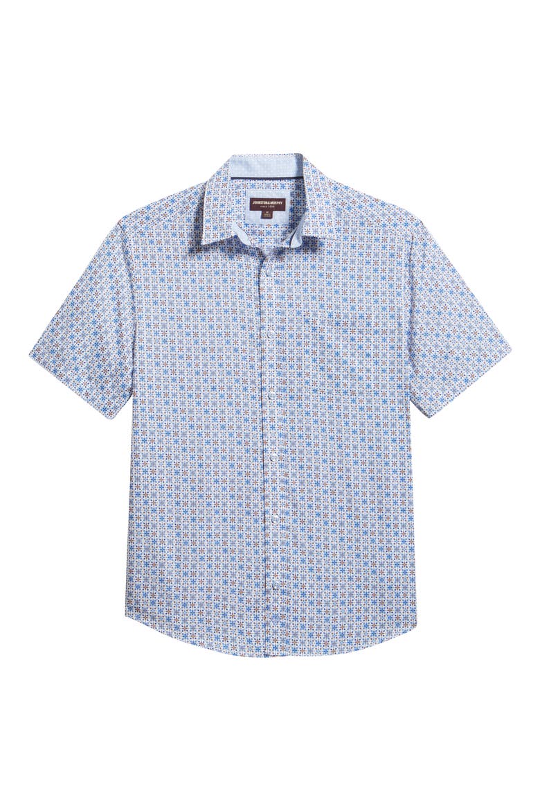 Logan Print Button-Up Shirt, Alternate, color, BLUE / ORANGE GEO FLORAL