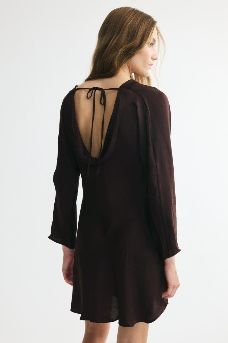 Cowl-neck Dress With Flared Skirt, Alternate, color, Dark brown
