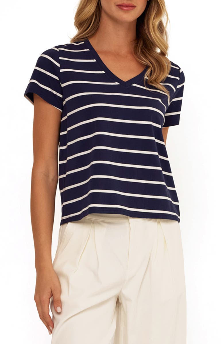Threads 4 Thought Maxine Stripe V-Neck Top, Main, color, Stargazer/ White