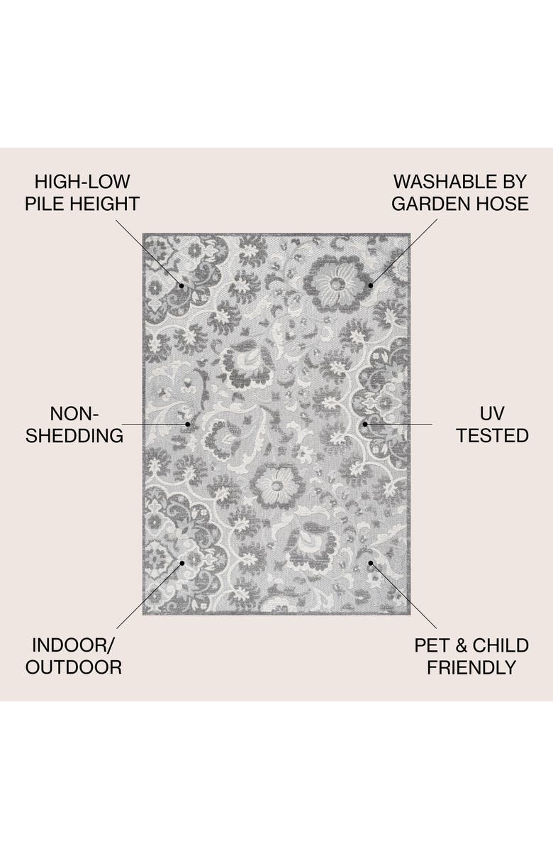 JONATHAN Y Lucena Modern Medallion High-Low Indoor/Outdoor Area Rug, Alternate, color, Light Gray/Ivory