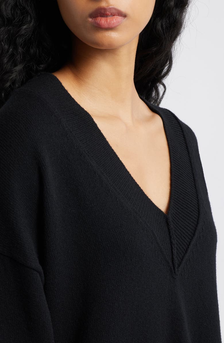 Free People Chelsea V-Neck Tunic Sweater, Alternate, color, Black Magic