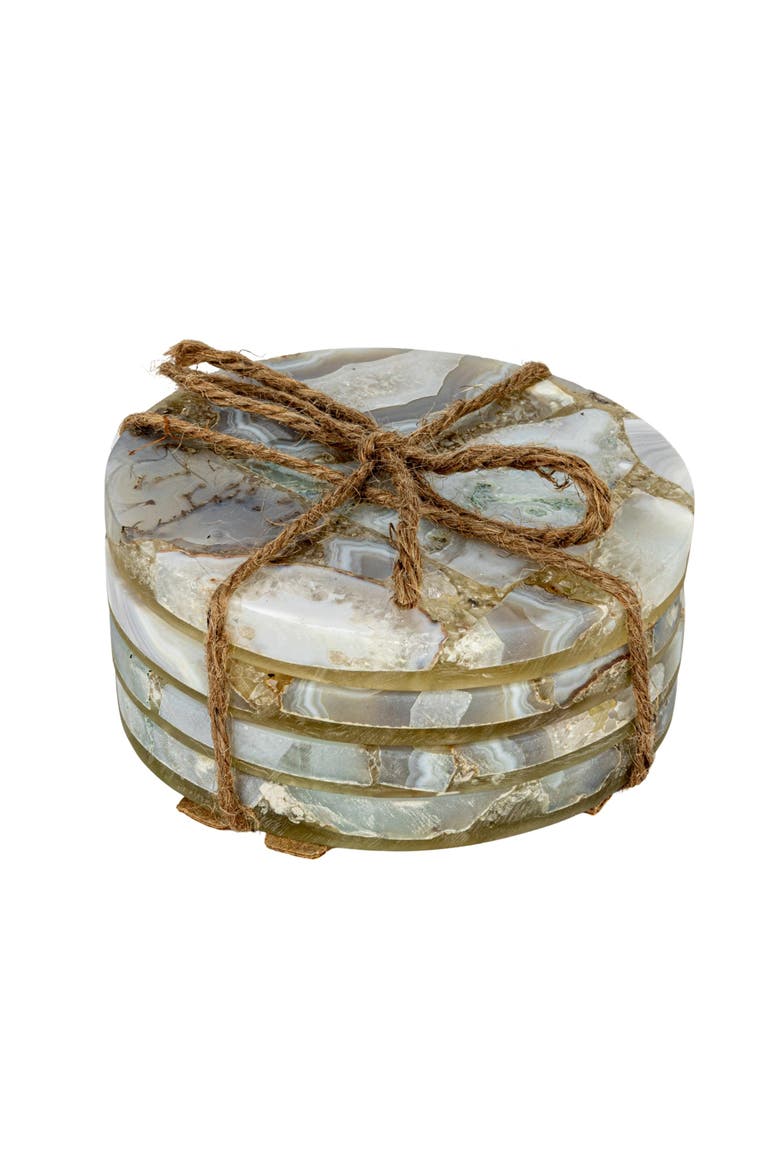 Round Agate Coasters, Multicolor, Set of 4, Main, color, Multicolor