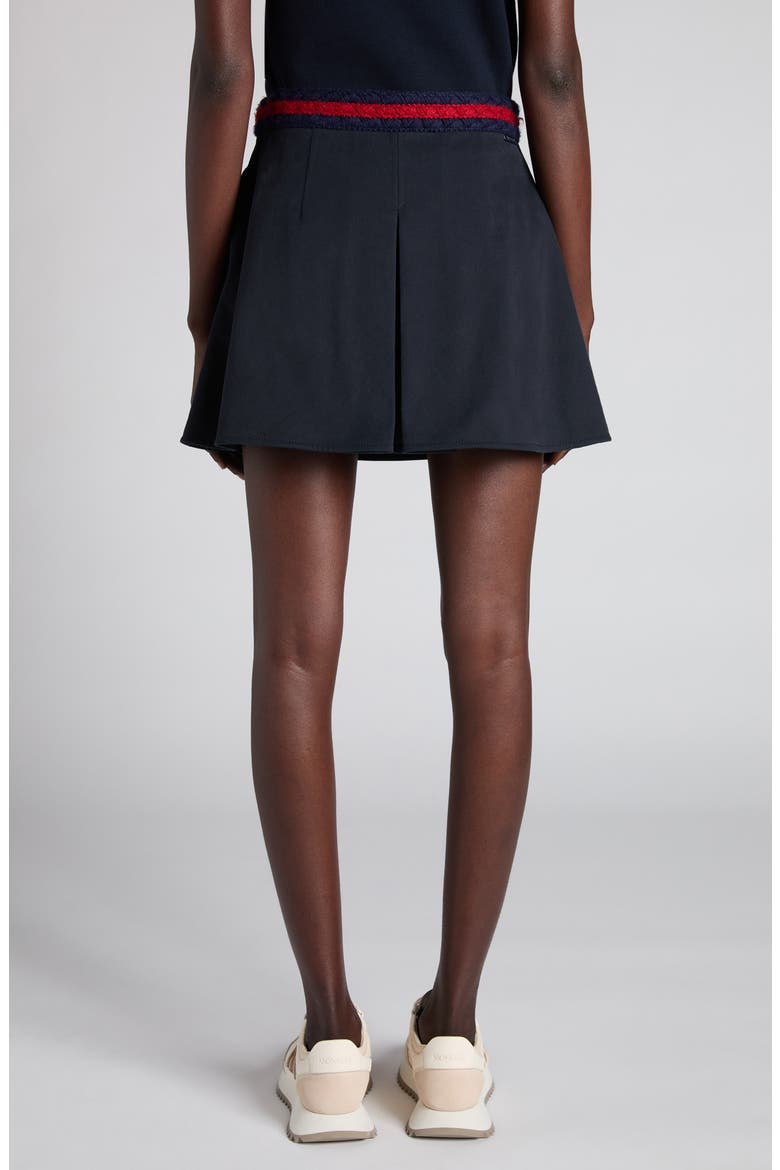 Pleated Cotton Stretch Gabardine Miniskirt, Alternate, color, DARK NAVY BLUE
