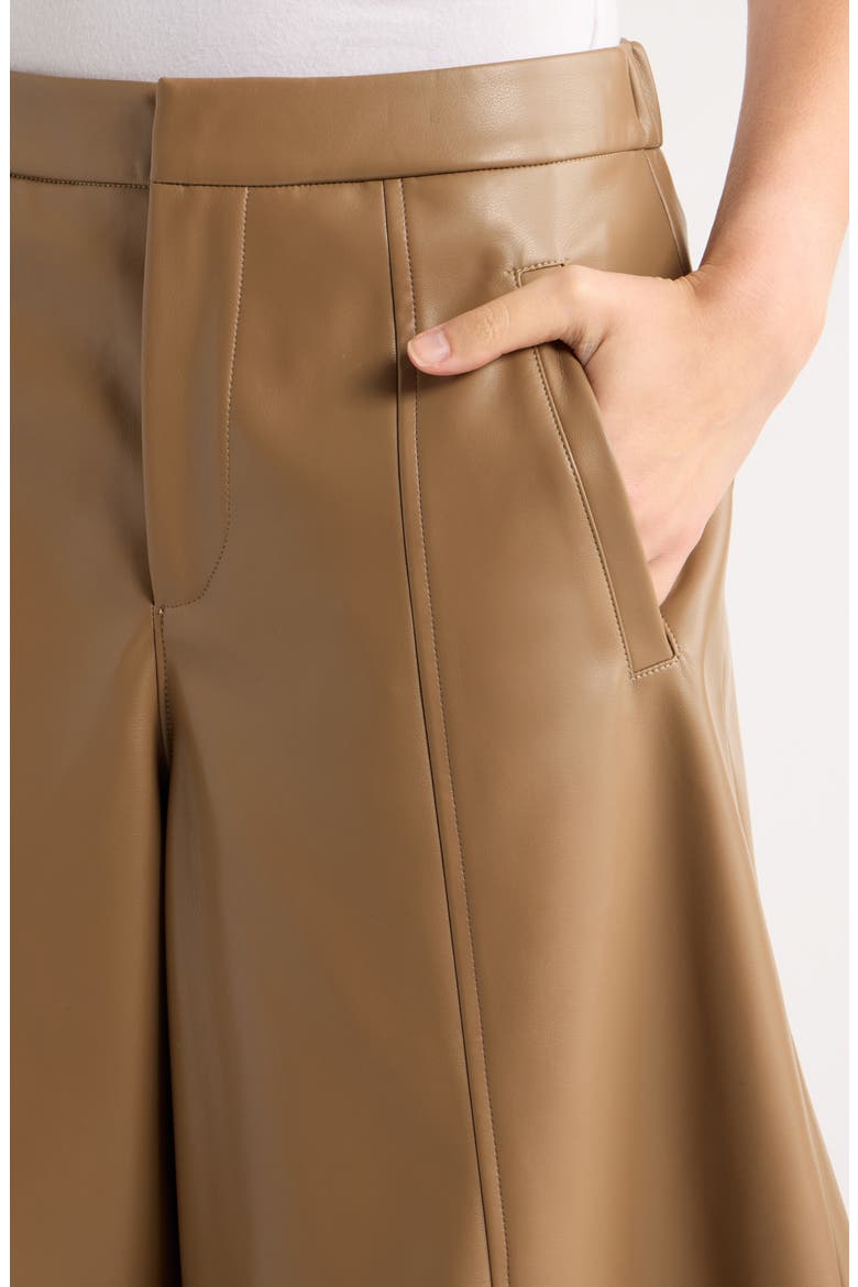 Faux Leather Seamed Culottes, Alternate, color, TIGERS EYE