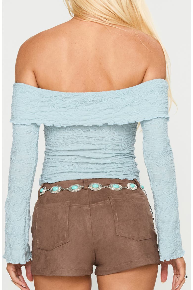 Back with Love Textured Off the Shoulder Long Sleeve Top, Alternate, color, BLUE