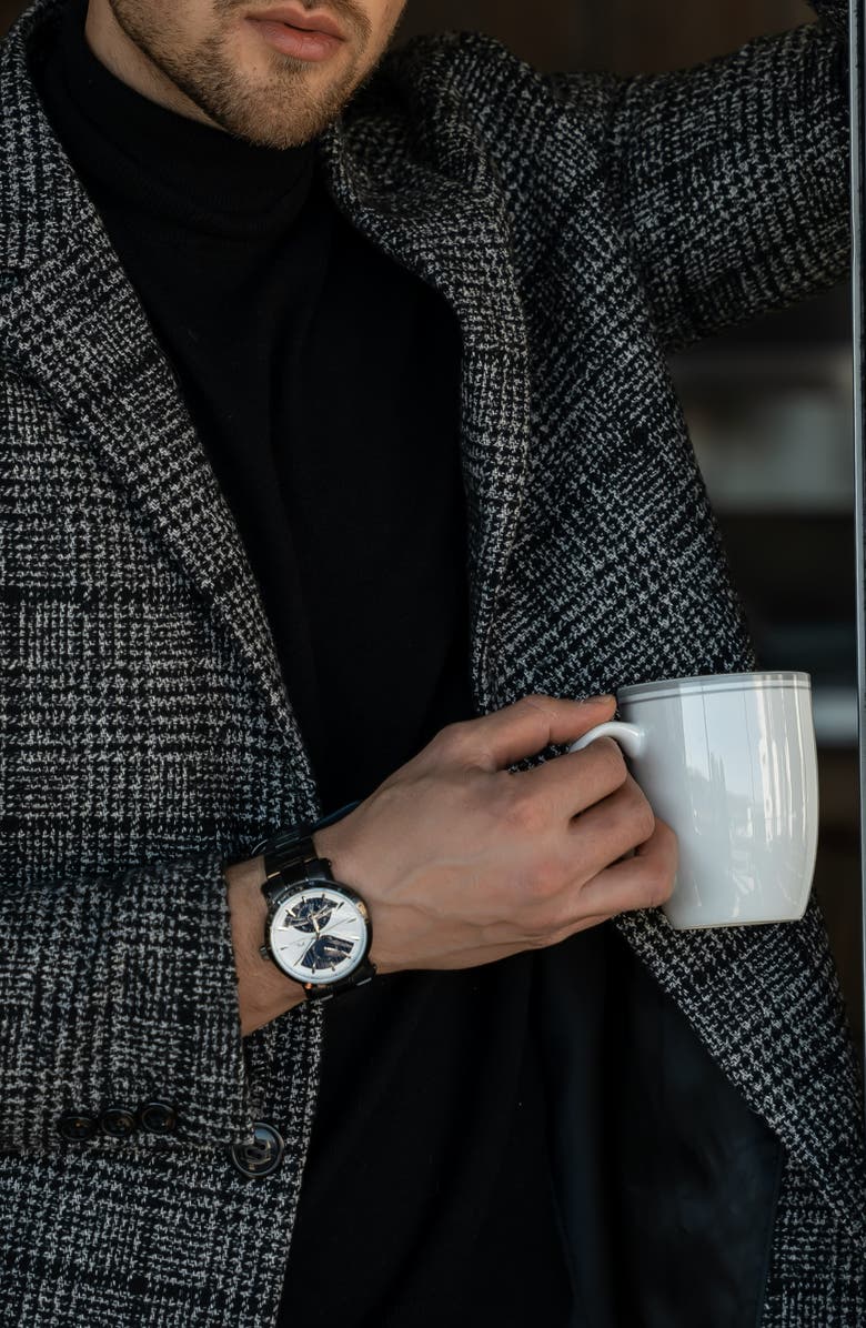 PORSAMO BLEU Men's Russel Luxury Multi Function Stainless Steel Watch, 46mm, Alternate, color, 