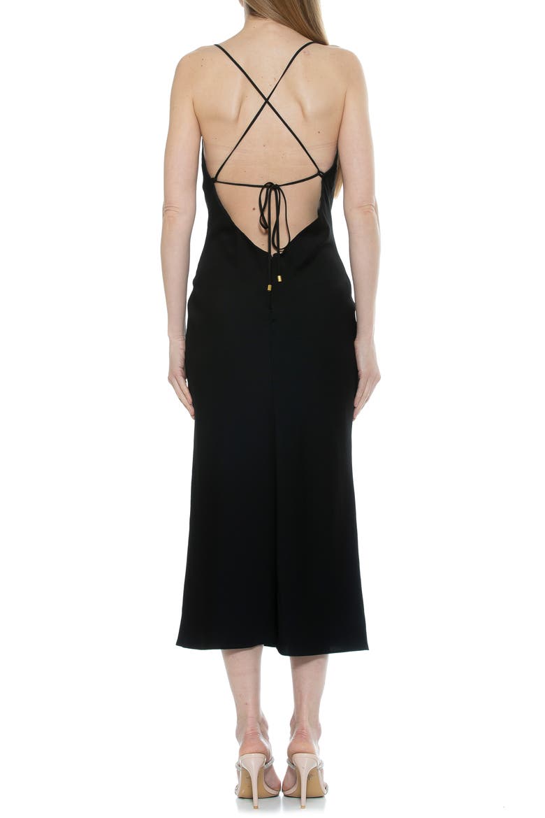 Dionee Draped Cowl Neck Midi Dress, Alternate, color, BLACK