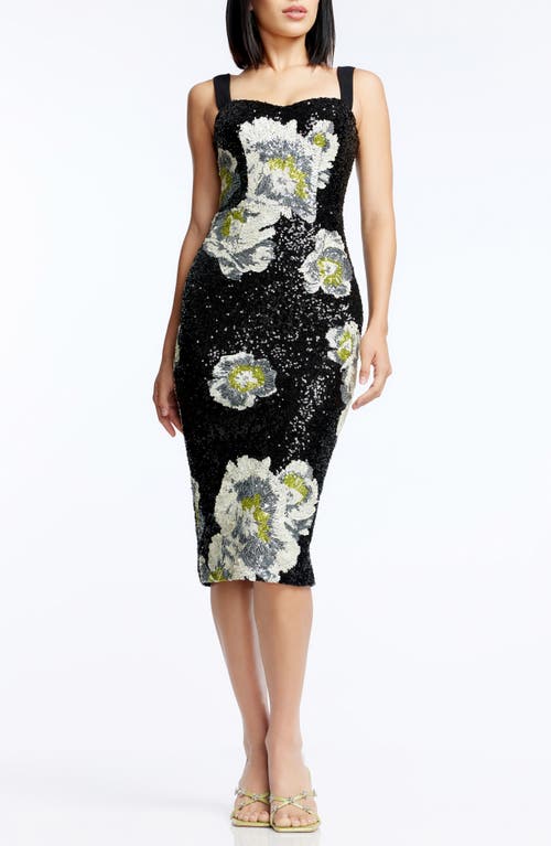 DRESS THE POPULATION DRESS THE POPULATION NICOLE SEQUIN FLORAL COCKTAIL SHEATH DRESS