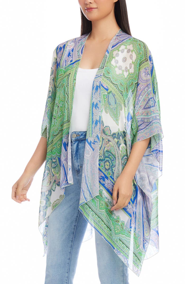 Karen Kane Paisley Print Open Front Jacket, Alternate, color, 