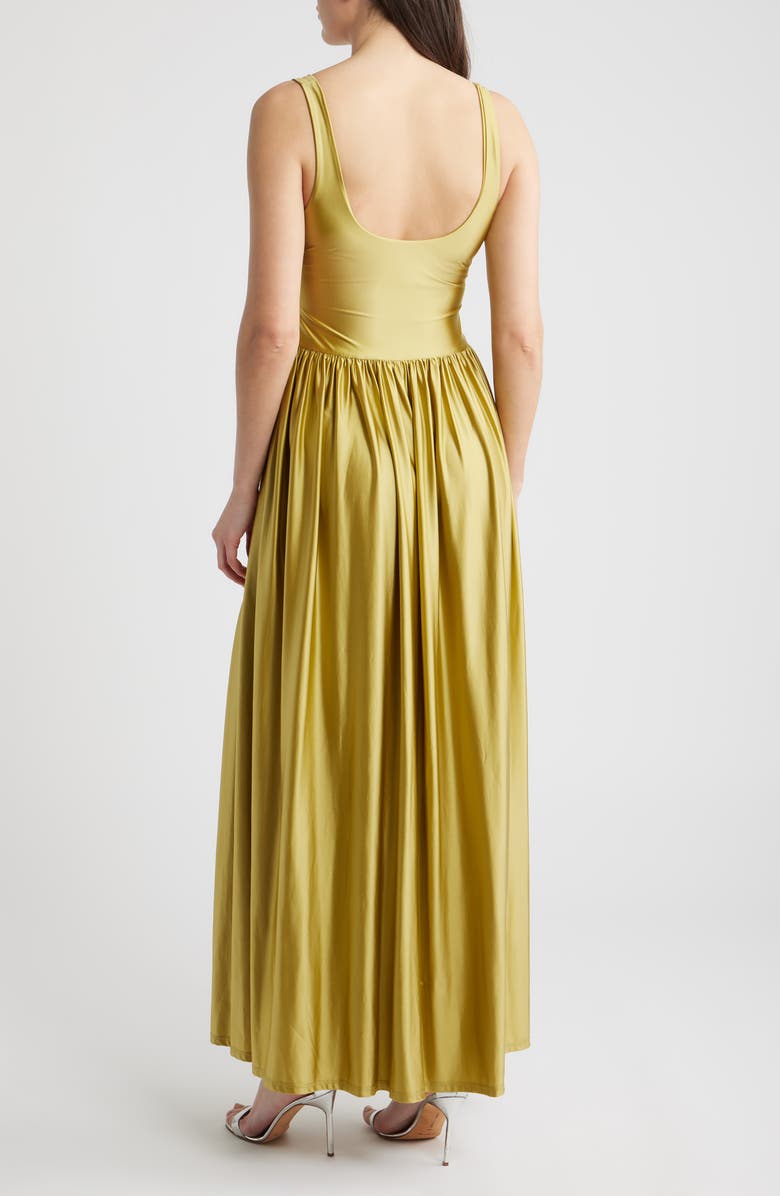 Delfi Collective Oriana Stretch Satin Gown, Alternate, color, Olive