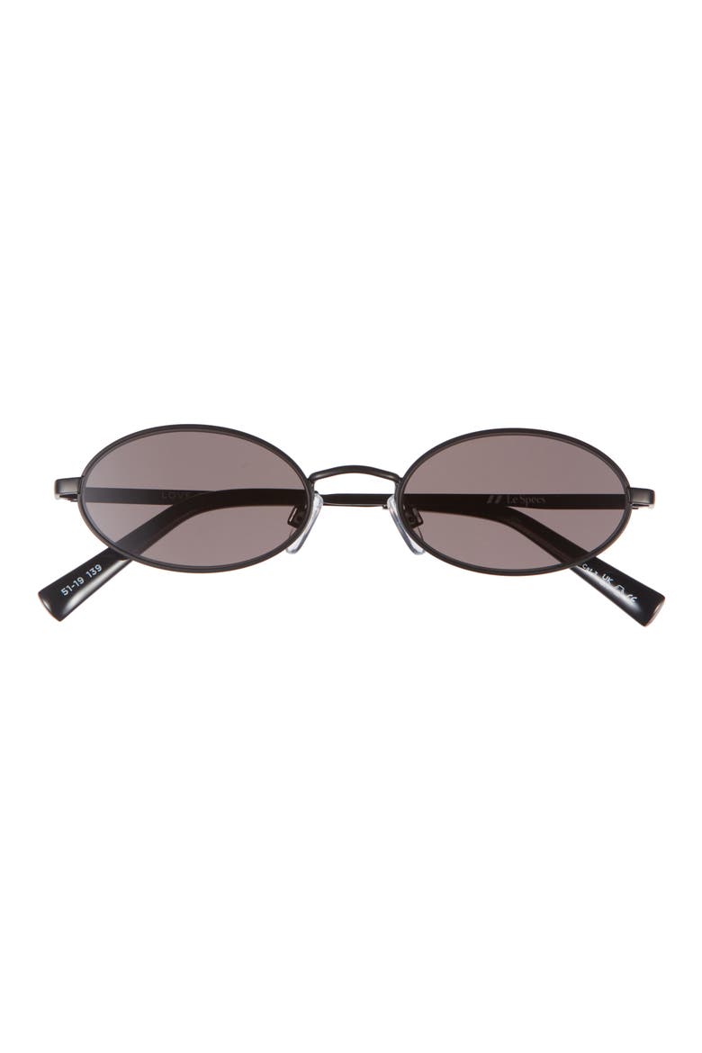 Love Train 51mm Oval Sunglasses, Main, color, MATTE BLACK