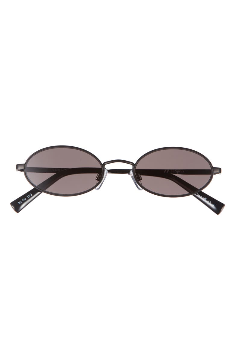 Le Specs Love Train 51mm Oval Sunglasses, Main, color, Matte Black
