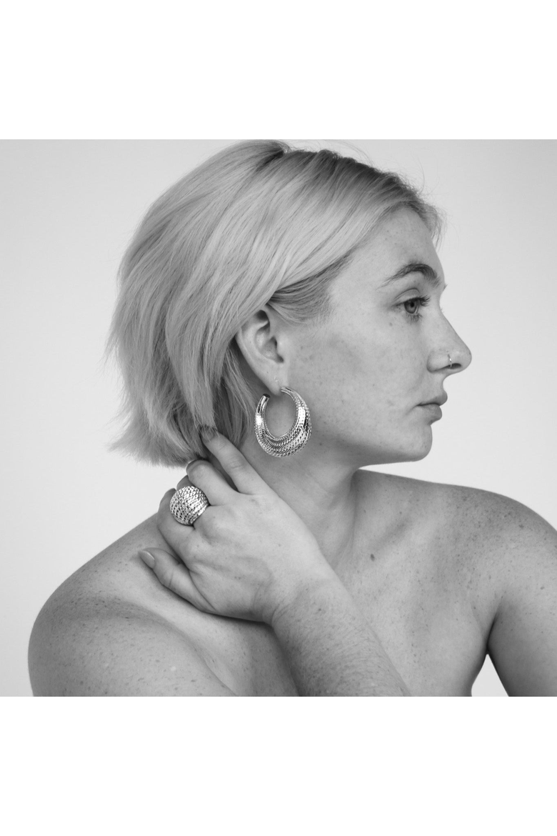 Flow Large Hoop Earrings, Alternate, color, Gold