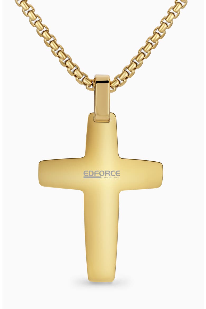 Men's Inlay Cross Necklace, Alternate, color, GOLD
