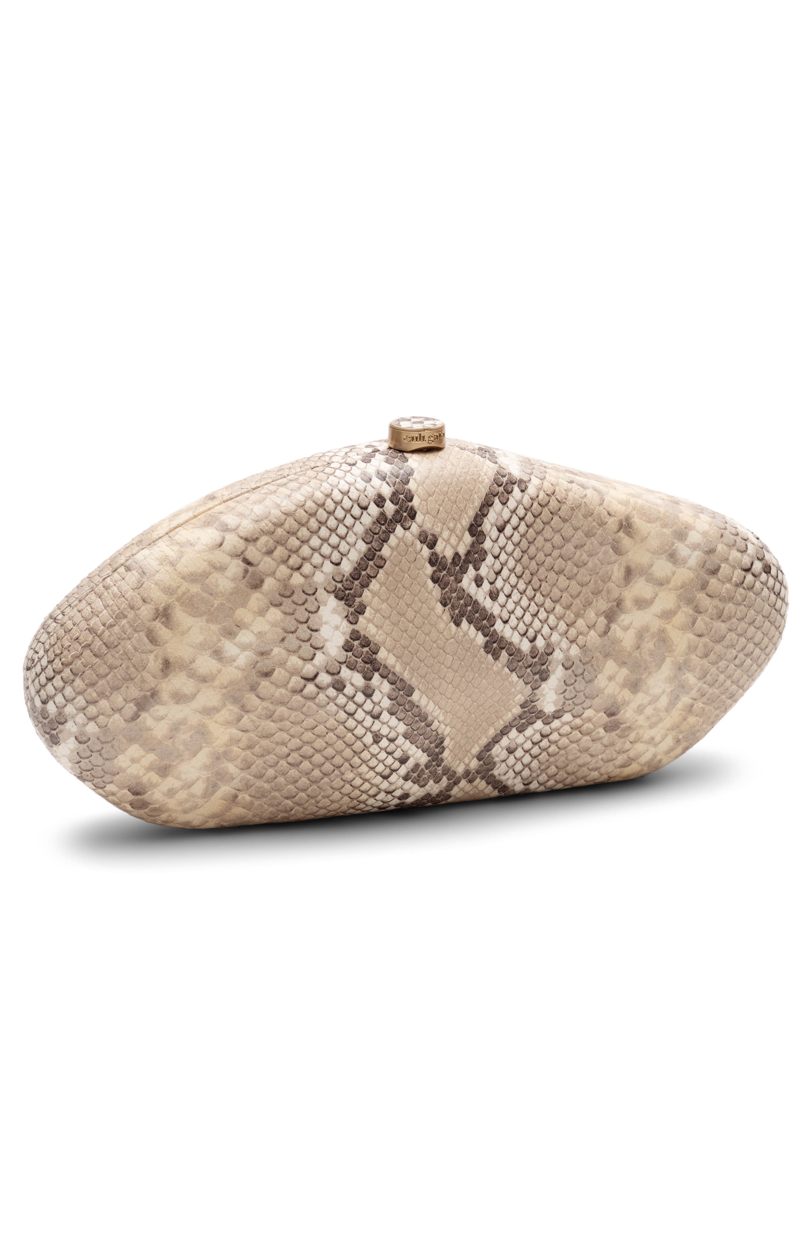 The Caldera Snake Embossed Leather Clutch, Alternate, color, FADED PYTHON
