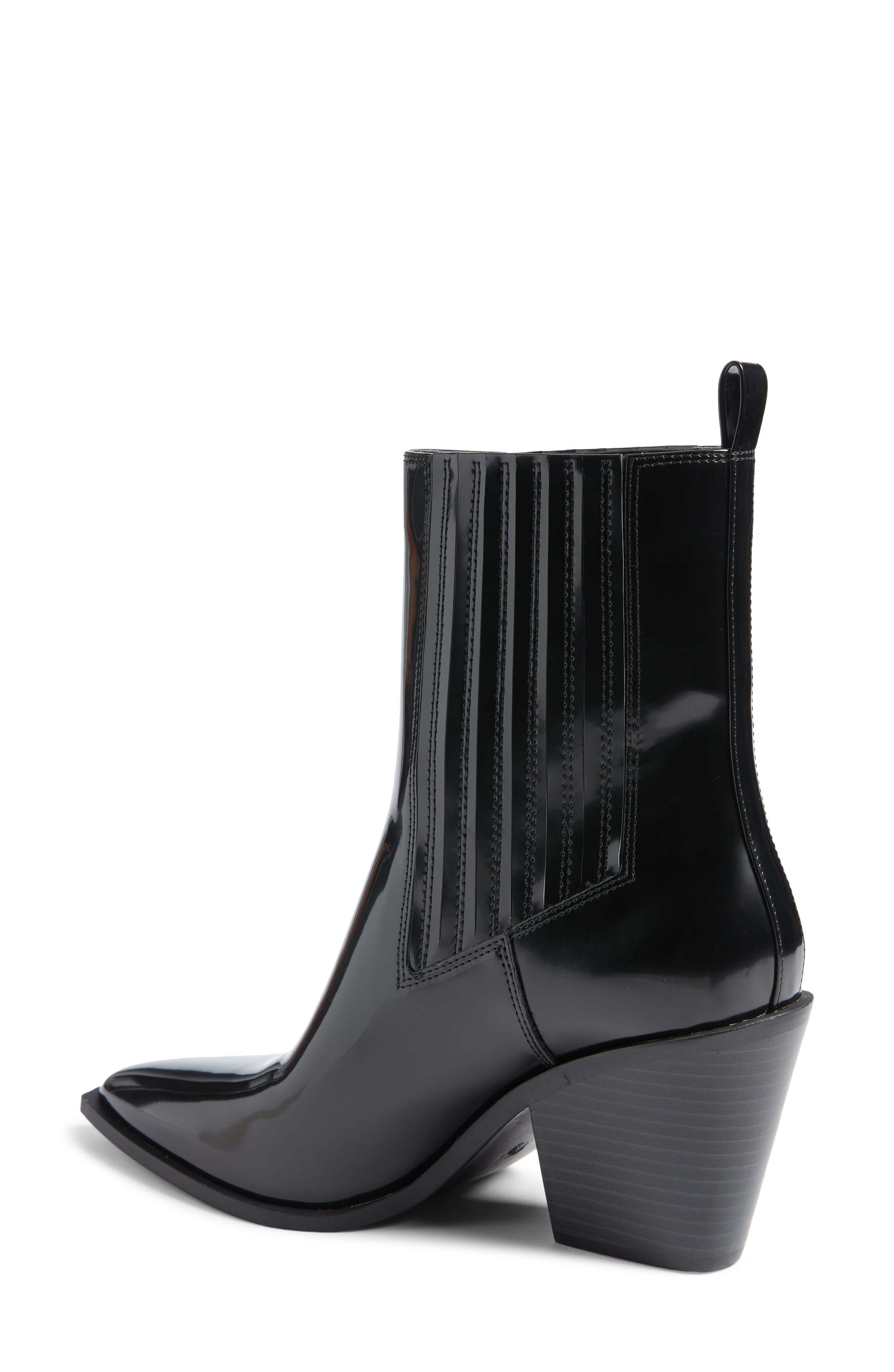 Angie Faux Leather Western Bootie, Alternate, color, BLACK