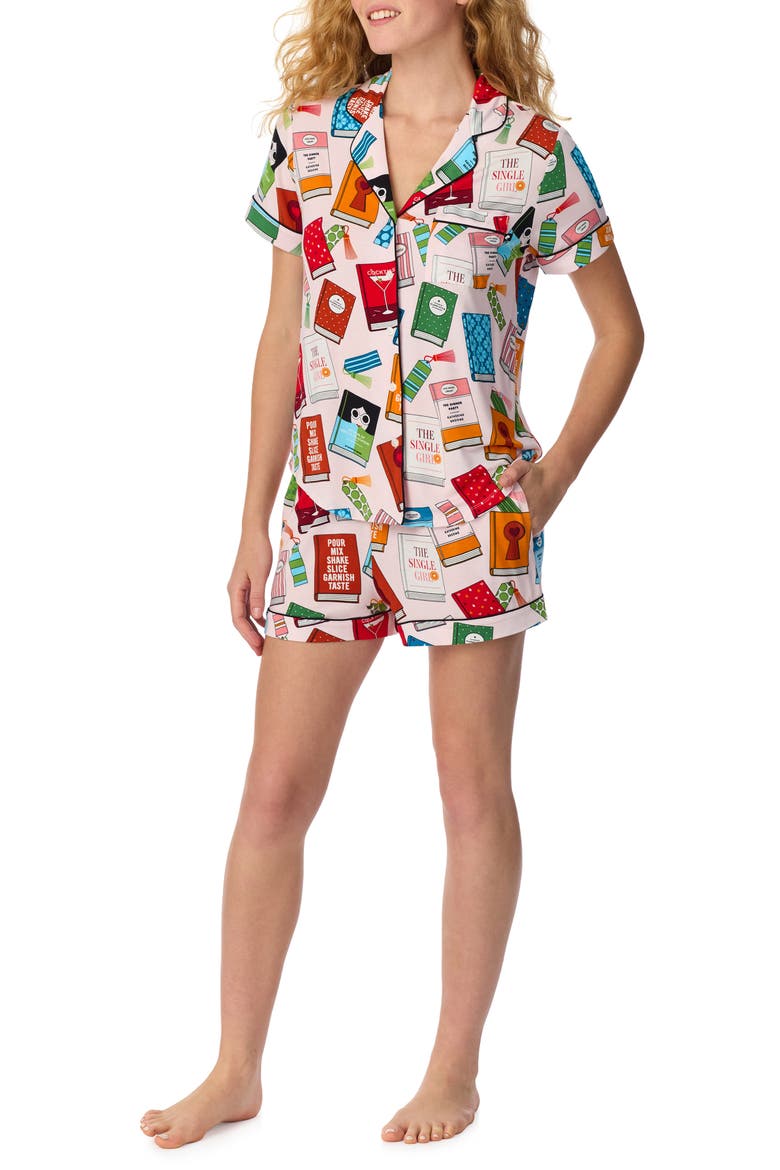 print short pajamas, Alternate, color, PINK PRINT