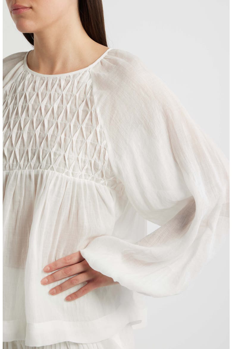 Sereia Pintuck Linen Top, Alternate, color, OFF WHITE