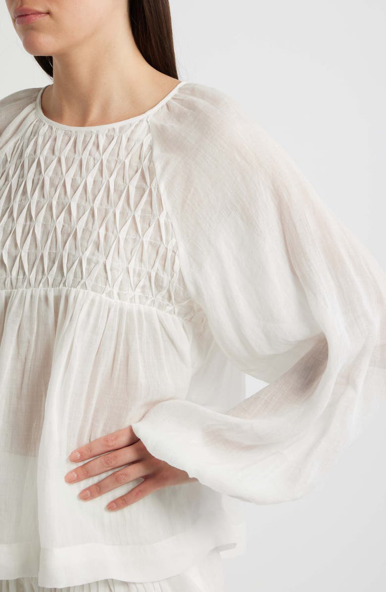 A.REN Sereia Pintuck Linen Top, Alternate, color, Off White