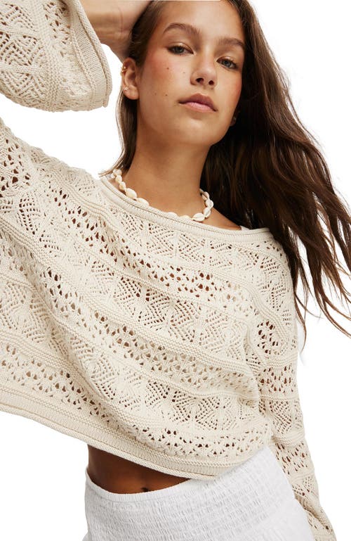 Cotton On Crochet Boatneck Pullover In Stone