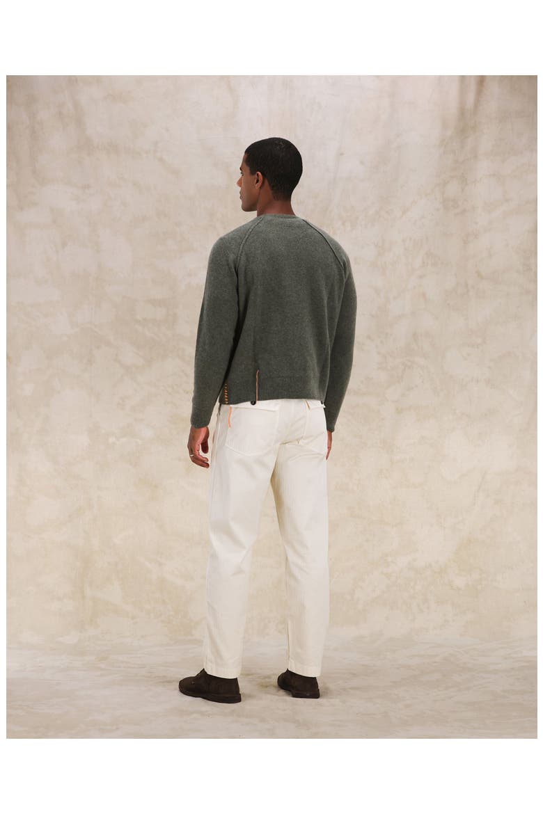 Harvard Wool Crewneck Sweater with Raglan Sleeve, Alternate, color, ARMY GREEN