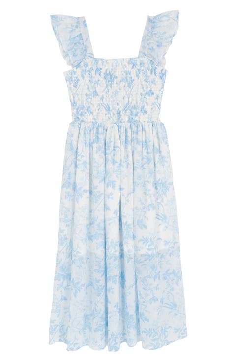 Kids' Chiffon Smocked Flutter Sleeve Dress