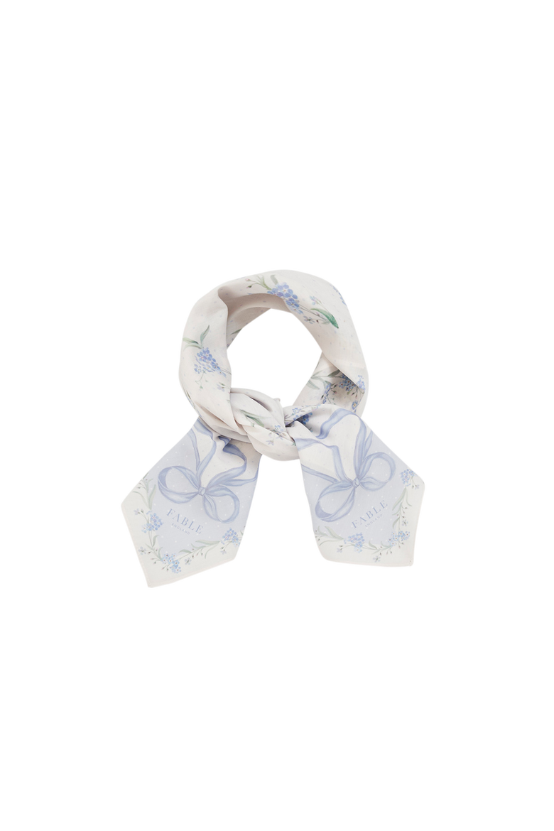 Bow & Floral Square Scarf, Alternate, color, Light/Pastel Blue