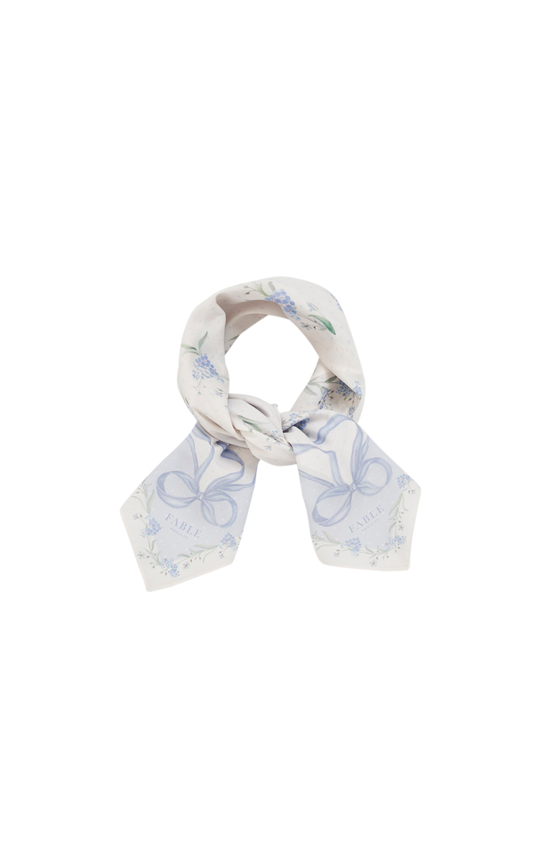 Fable England Bow & Floral Square Scarf, Alternate, color, Light/Pastel Blue