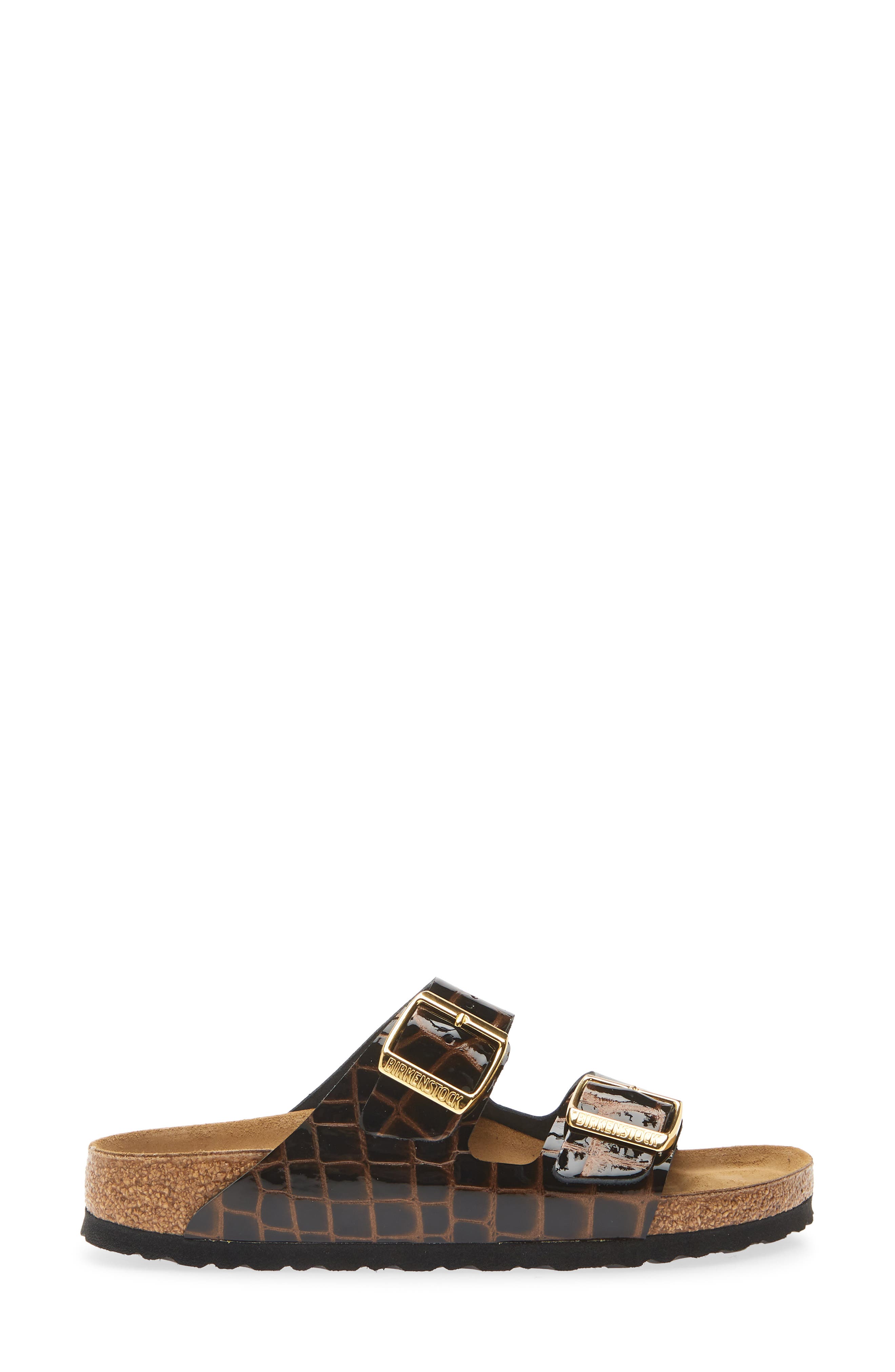 Arizona Croc Embossed Slide Sandal, Alternate, color, BLACK