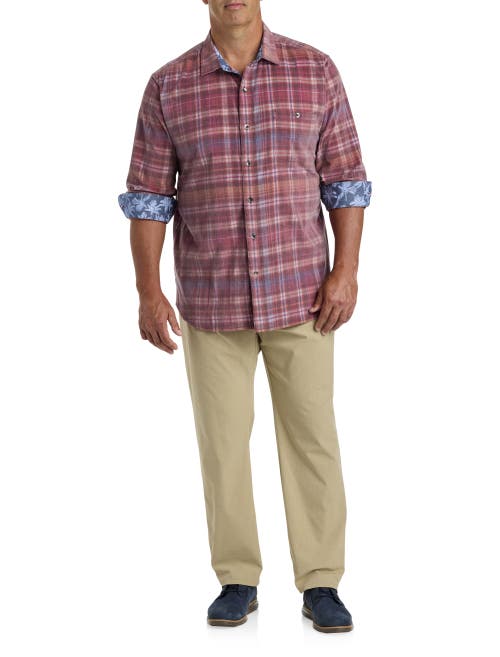 Tommy Bahama Coastline Cord Harbor Check Sport Shirt In Aged Claret