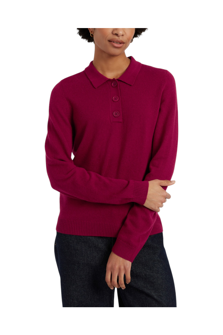 Wool Cashmere Polo Sweater, Alternate, color, Cherry