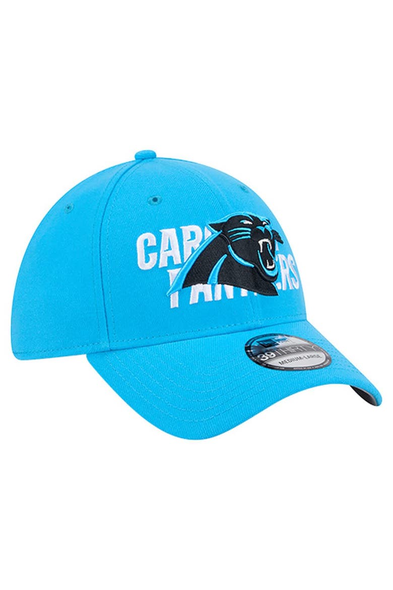 Men's New Era Blue Carolina Panthers Overlap Logo 39THIRTY Stretch Fit Hat, Alternate, color, Blue