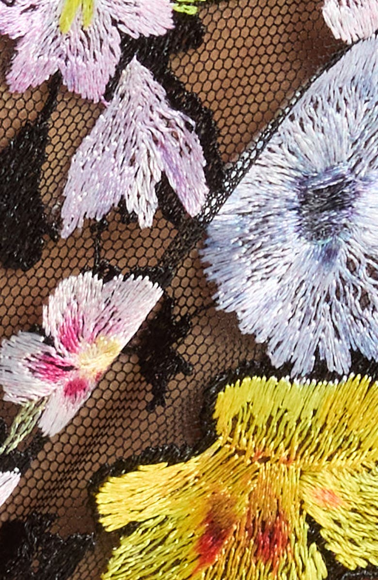 Fleur Du Mal Eden Embroidered Silk Blend Bikini Briefs, Alternate, color, Black