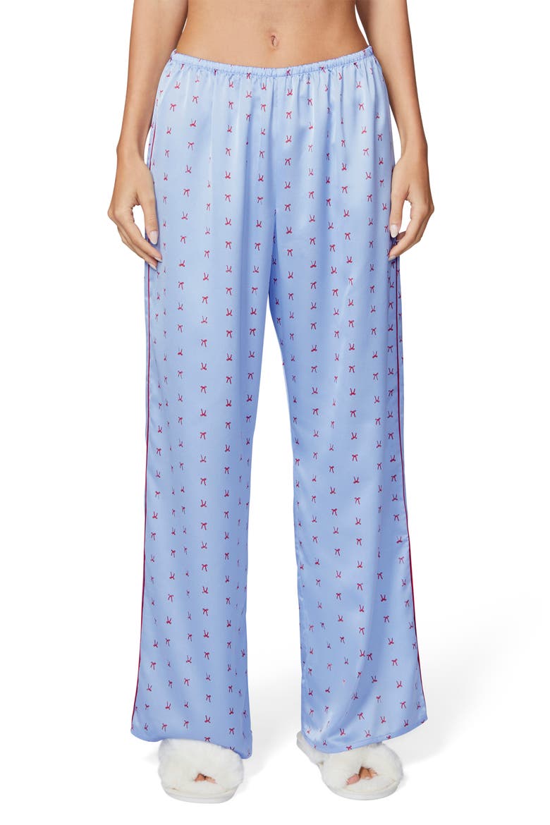 Bow Satin Pajama Pants, Alternate, color, WINDSURFER RIBN
